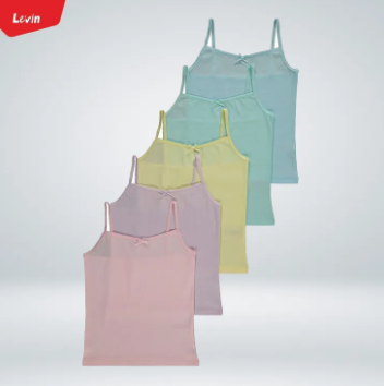 Pack Of 3 Assorted Multicolor Little Teen Girl'S Print & Solid Essential Cotton Stretchy Lace Camisole Tank Tops 2-13 Years - Tops For Girls