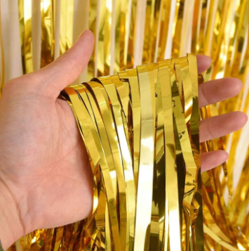 Foil Metallic Curtain Backdrop For Happy Birthday Party Decoration / Bridal Shower / Wedding / New Year / Background Decorations