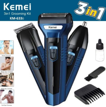 Kemei KM-6330 3 in 1 Professional Hair Trimmer Super Grooming Kit Shaver Clipper Nose Trimmer