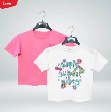 Girl’s Casual Comfortable Cotton Short Sleeve Crew Neck Summer Friendly Printed T-shirt Top From Levin