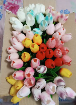 Tulip Lamp 10 Pieces Multi Color Tulip Artificial Flower with Led Light, Touch Bouquet Home Decoration Table Centerpiece Night Lamp Gift Ideas for Wedding Decoration
