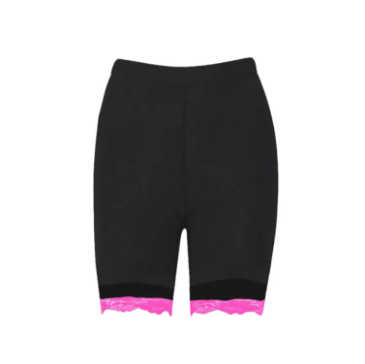 Women's Lace Trim Plain Gym Active Tights Short Pants Biker Cycling Shorts