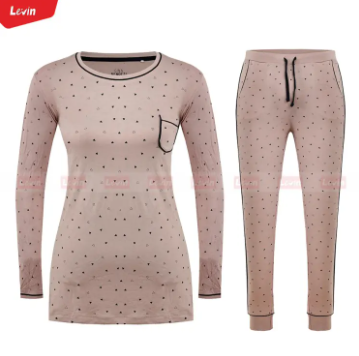 Women's Cuffed Long Sleeve Shirt and Lounge Pajama Pants Sleep Set