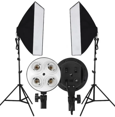 PHOTO VIDEO STUDIO LIGHTING KIT 4-SOCKET E27 LAMP HOLDER SOFT BOX LIGHT ...