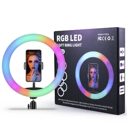 12" RGB LED Soft Ring Light with 7Fit Stand With Universal USB Plug Interface for Photography Makeup YouTube Video Shooting