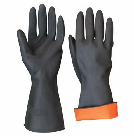 Hand Gloves Orange And Black Rubber Lasted