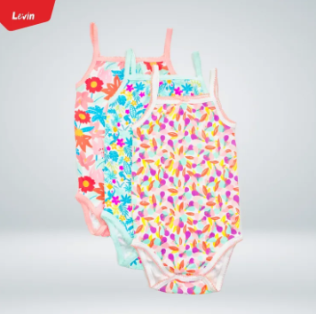 Girls Organic Cotton Sleeveless Camisole Print Romper Top for baby girl from LEVIN