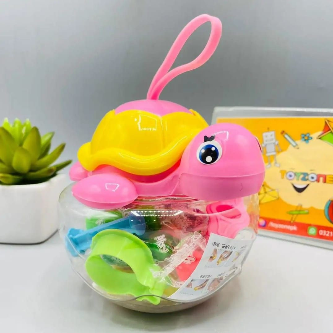 Amazing Dough Clay Tortoise Jar For Kids, 10 Pcs Clay With 4 Tools