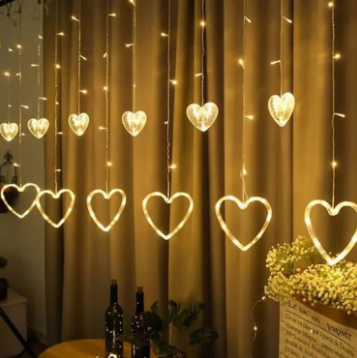 Heart love shape led curtain light with 8 Flashing Modes For Home Decor Fairy String Light