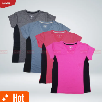 Women's Short Sleeve V-Neck Sports Gym T-Shirt From Levin