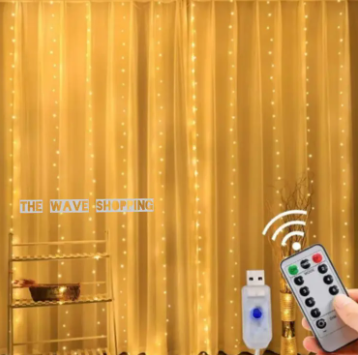 LED Curtain Lights Fairy Window String Golden Lights 100 LED - Fairy Lights