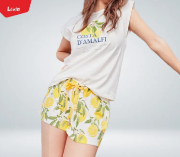 Women's Summer Friendly Comfy Drawstring Cotton Shorts with Casual Elastic Waist from Levin