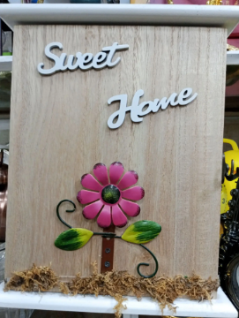 Sweet home white & blue color wooden key holder