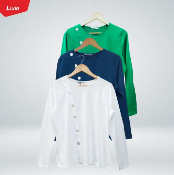 Women's Long Sleeve Round Neck Cotton T-Shirt Tops for Ladies From LEVIN