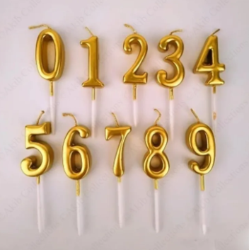 Metallic Gold Number Candles For Birthday Party Wedding Decoration Reunions Theme Party