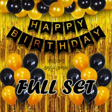 Happy Birthday Combo Complete Set-02 (Balloons+Banner+Background Decor)