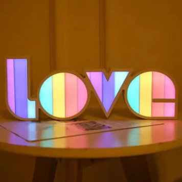 3D Led Love Letter Modeling Lamp Neon Night Lights Box Letter Modeling Lights Electronic Signs Valentines Wedding Decoration