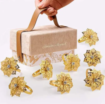 Napkin Rings Holder Flower Metal Elegant Wedding big Napkin Rings