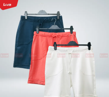 Women’s Elastic Drawstring Waist Side Pocket Cotton Terry Shorts for Ladies from LEVIN