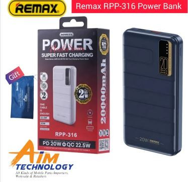 REMAX RPP-316 20000MAH MULTI COMPATIBLE FAST CHARGING POWER BANK