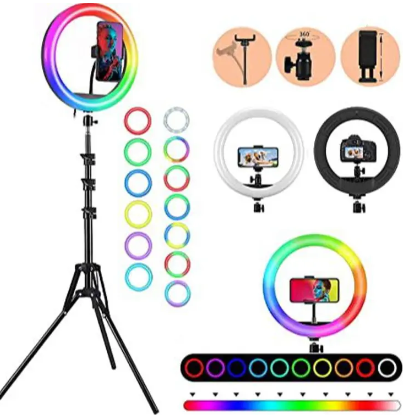 16 inch MJ36 RGB soft ring light Circle Photography Lighting 16 color Led RGB Ring Light with Phone Tripod Stand